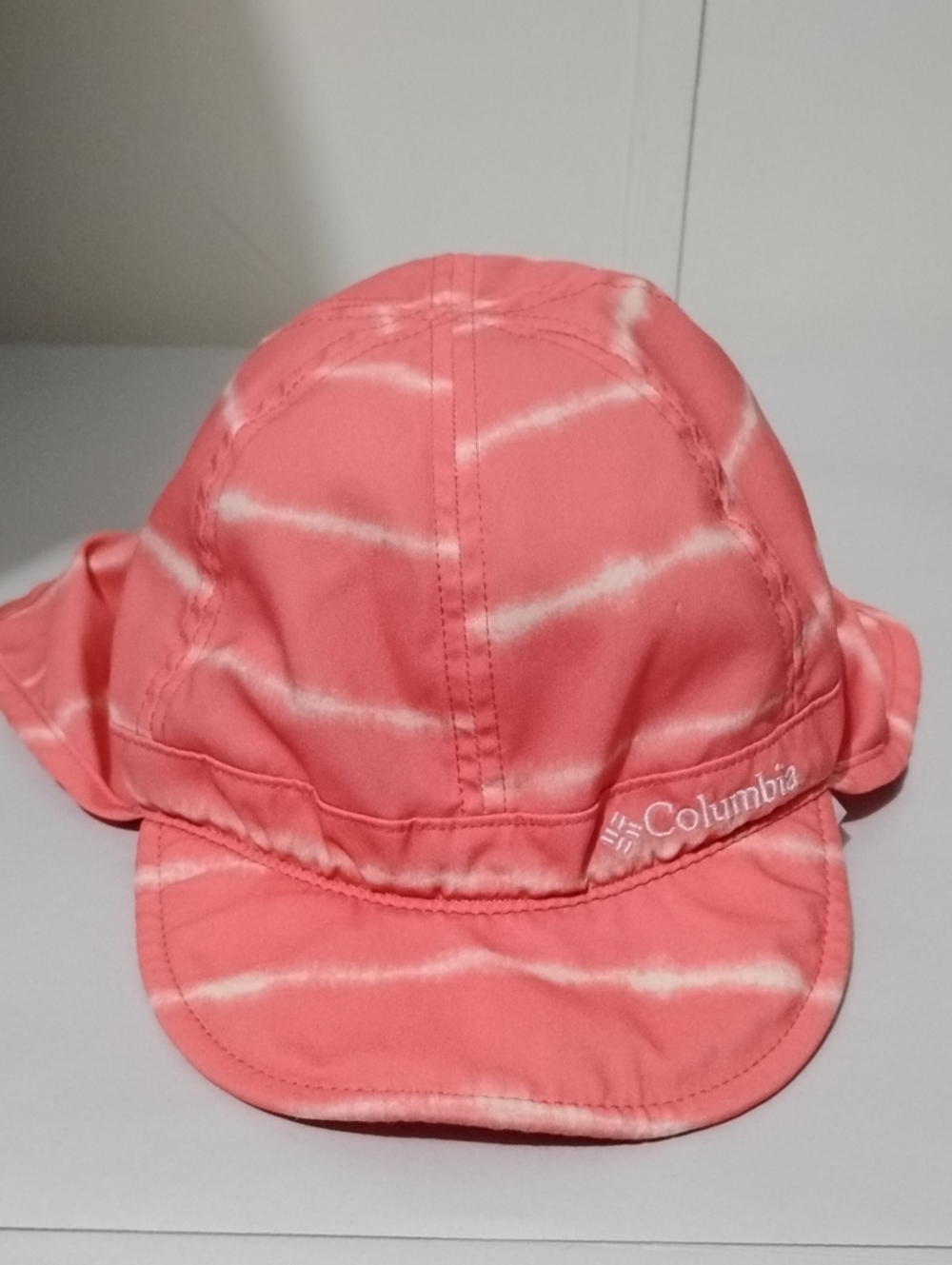Columbia Coral and White Tie-Dye Sun Cap